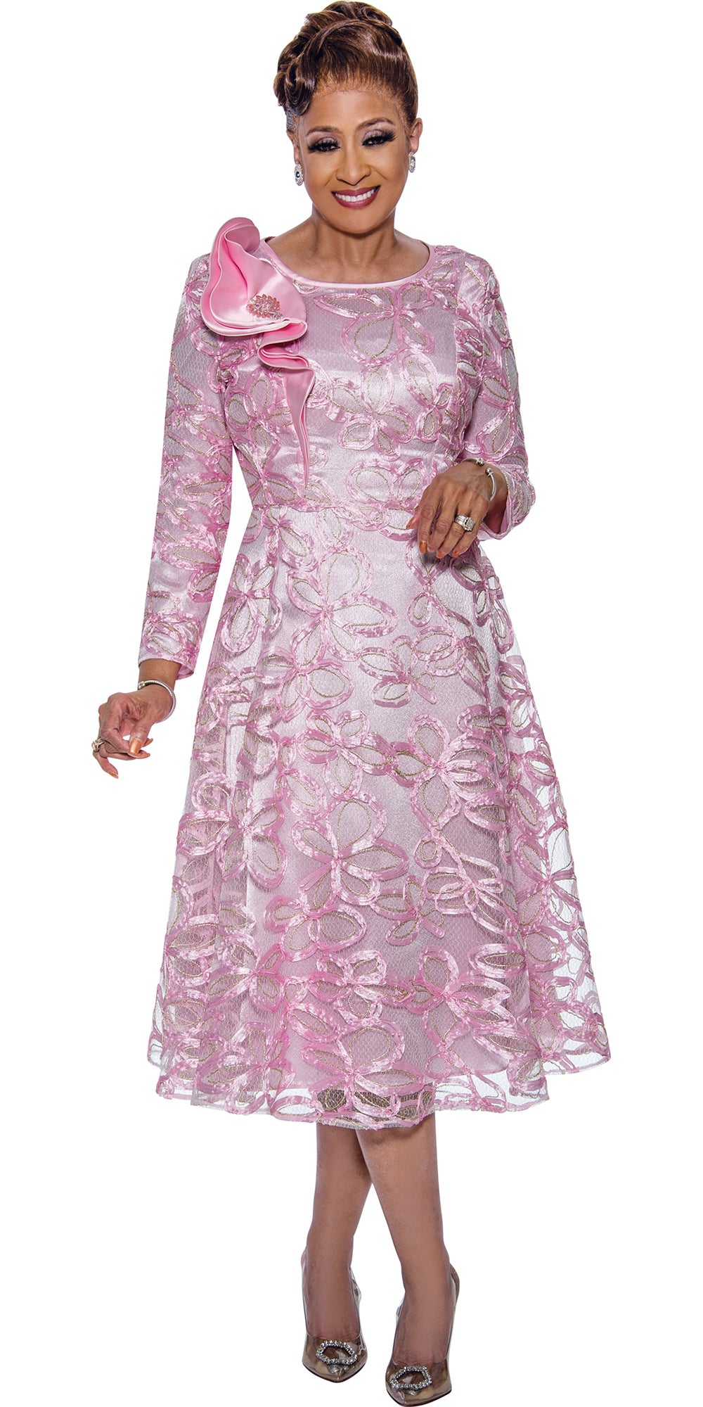 Dorinda Clark Cole 5271 - Pink - Soutache Dress