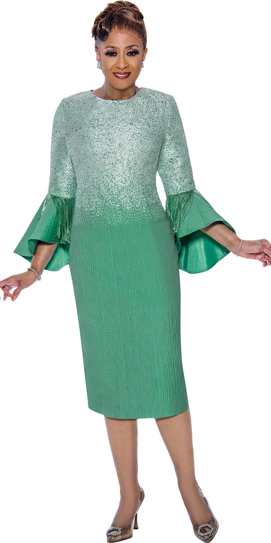 Dorinda Clark Cole 5381 - Emerald - Ombre Jacquard Dress