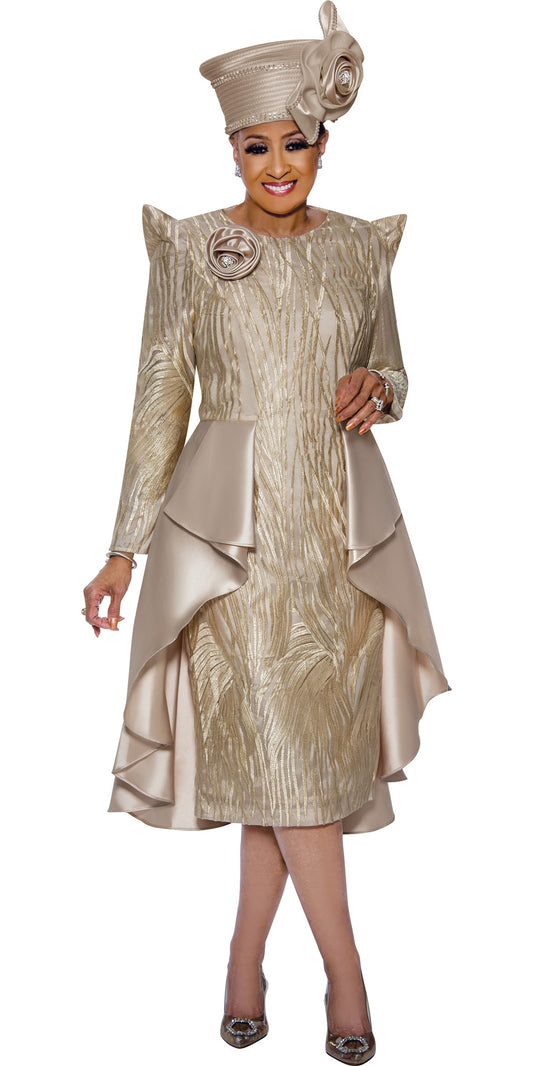 Dorinda Clark Cole 5391 - Champagne - Twill and Jacquard Dress