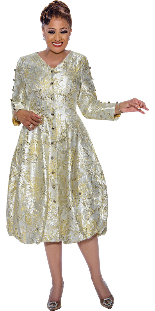 Dorinda Clark Cole 5441 - Yellow - Balloon Hem Dress