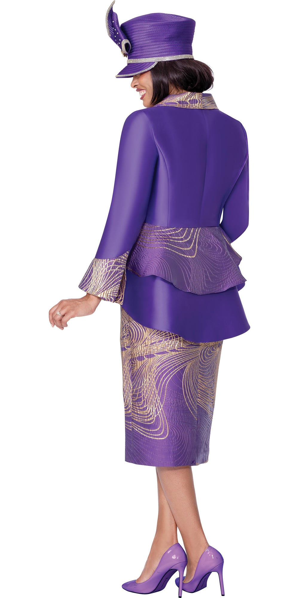 GMI 400612 - Purple - Jacquard Skirt Suit