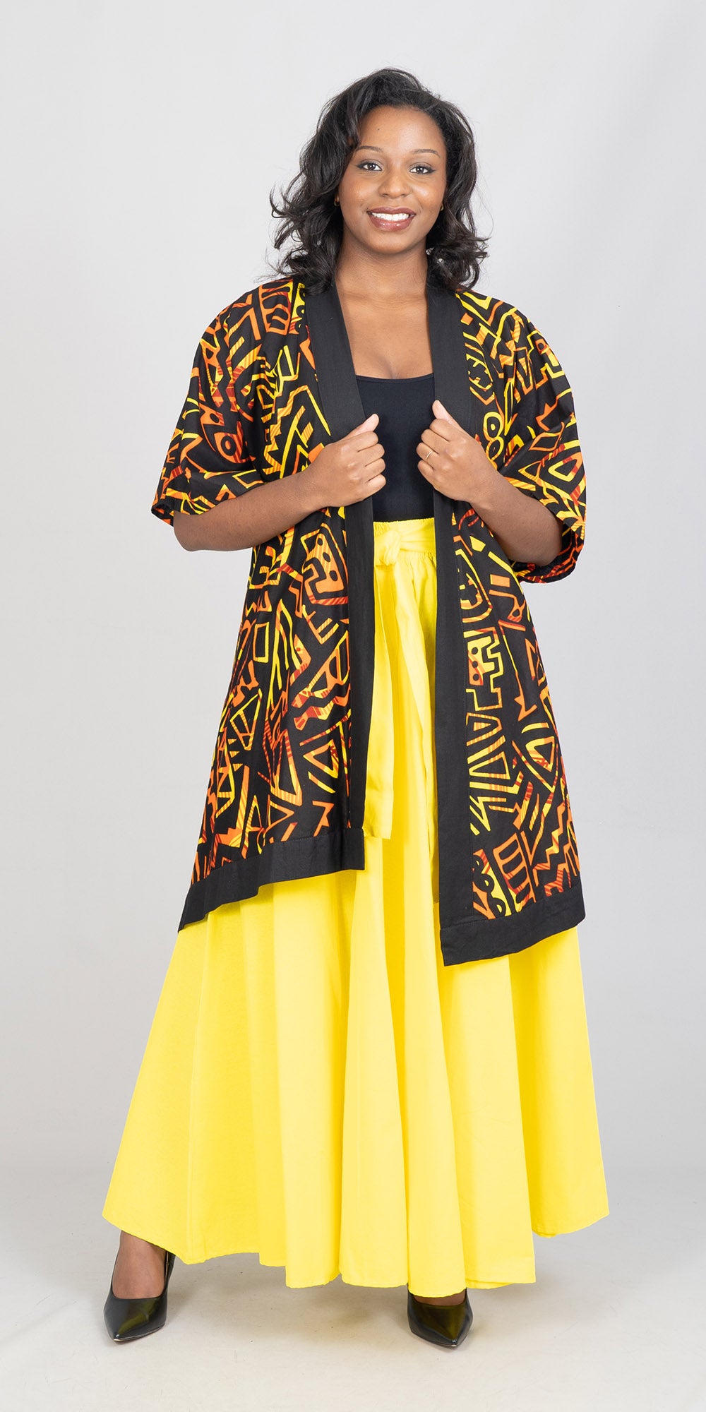 KaraChic 7001S-Yellow - Elastic Waist Skirt