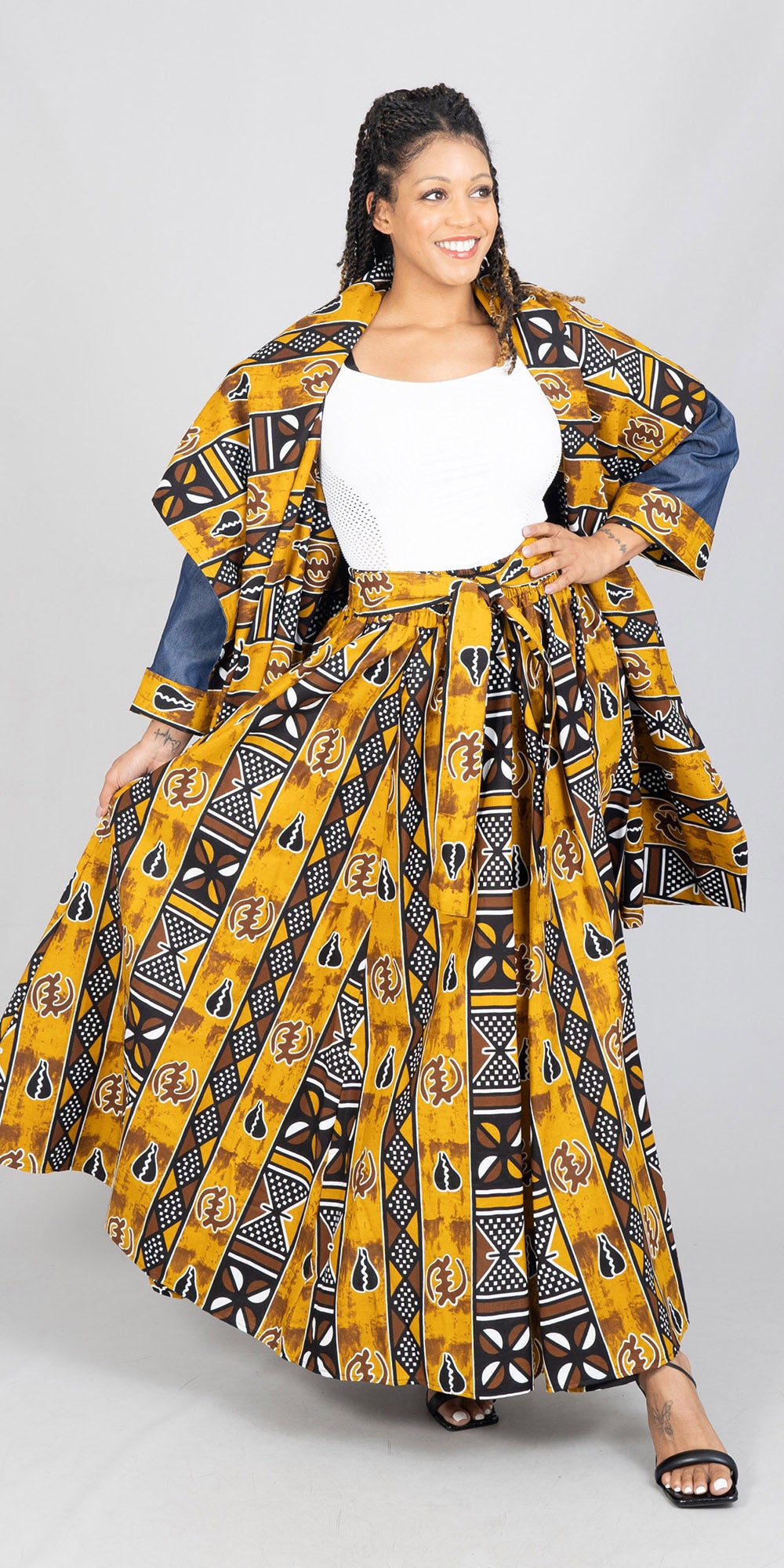 KaraChic 7001-587 - Elastic Waist African Print Maxi Skirt