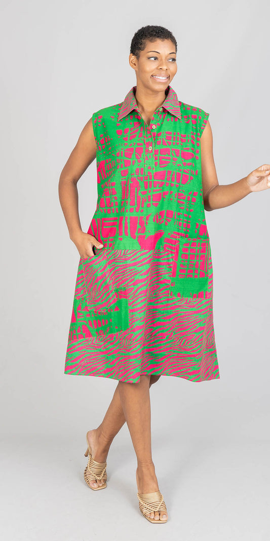 KaraChic 7754A-594-596 - African Print Sleeveless Dress