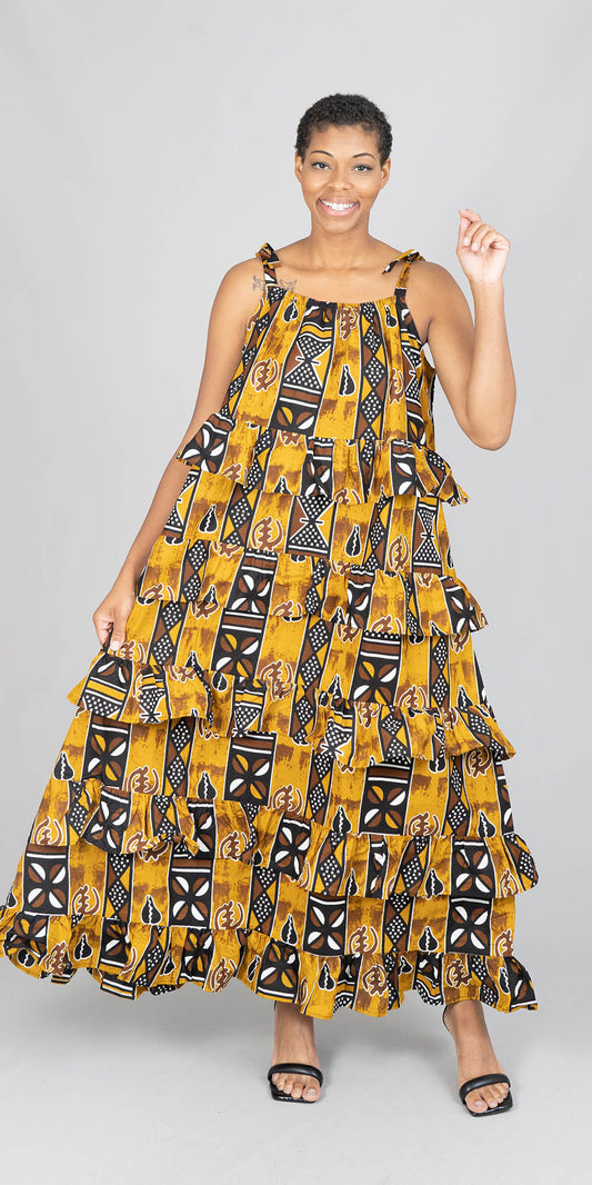 KaraChic 7757-587 - Tiered African Print Dress