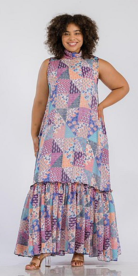 Karen T 9335 - Print Maxi Dress