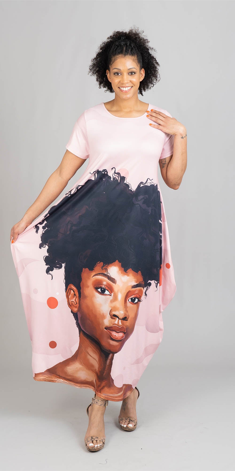 KaraChic - CHH22166 - Face Print Knit Maxi Dress