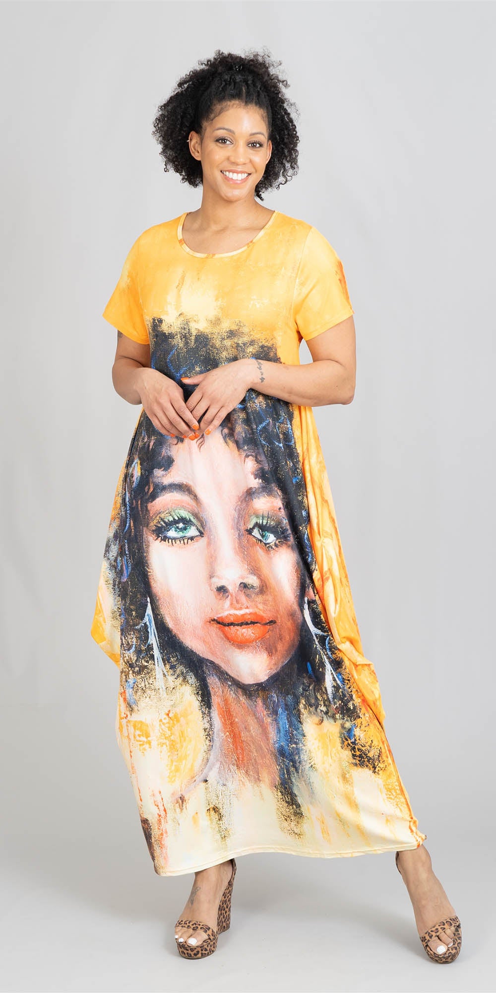 KaraChic - CHH22167 -  Face Print Knit Maxi Dress
