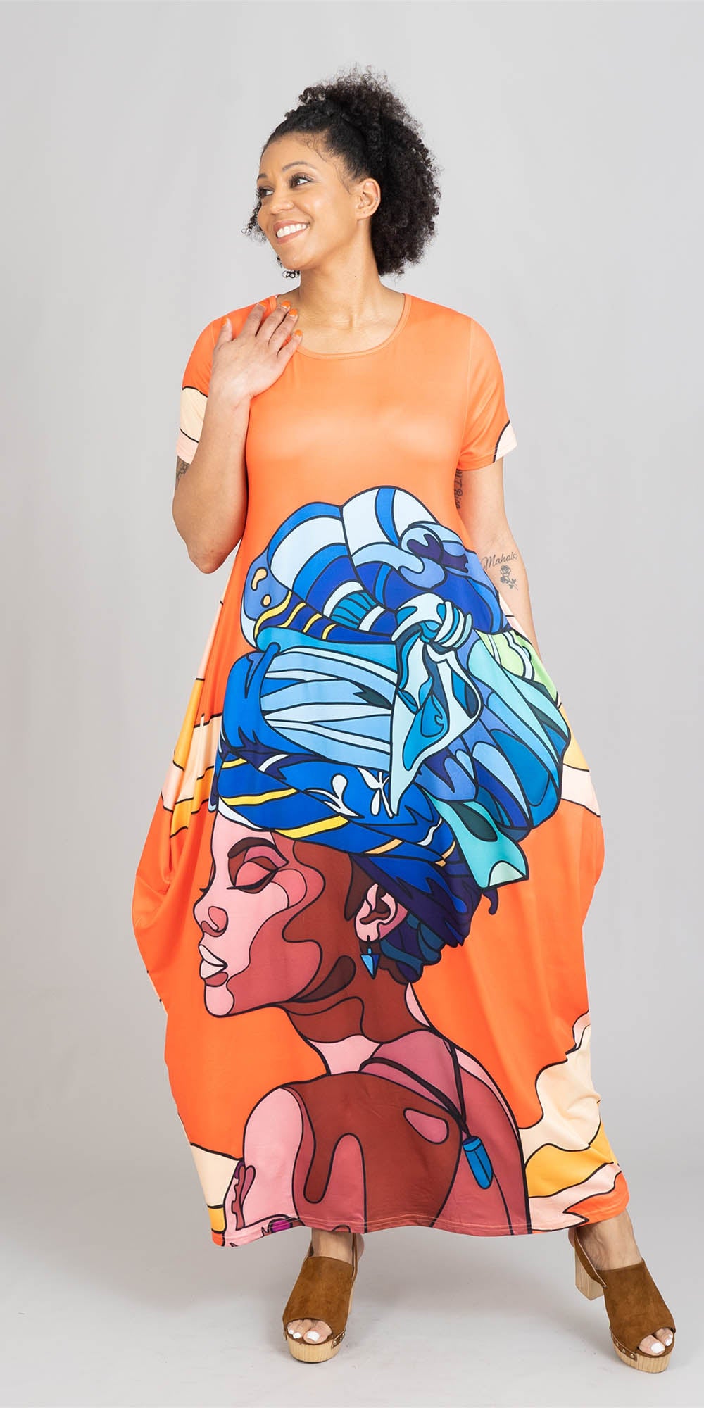 KaraChic - CHH22168 -  Face Print Knit Maxi Dress