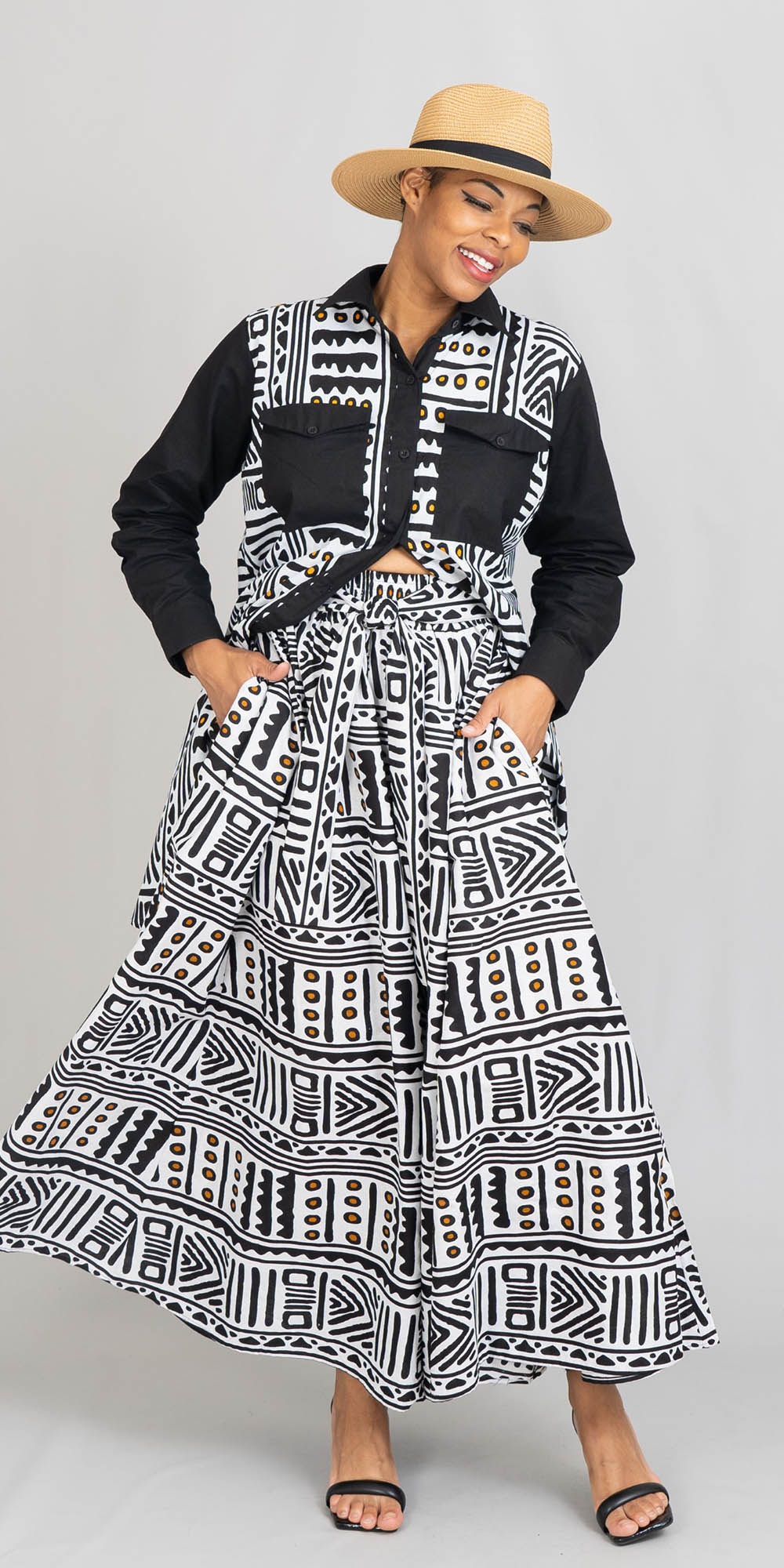 KaraChic - 7001-591 - Elastic Waist African Print Maxi Skirt