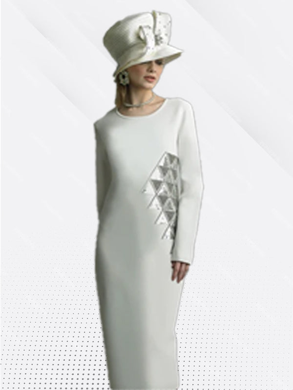 Lily & Taylor 621 - Ivory - Knit Dress