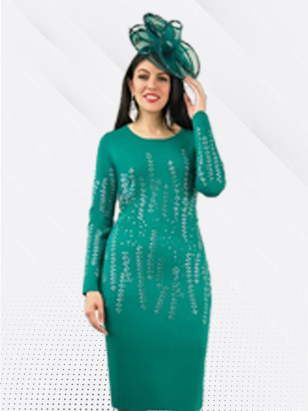 Lily & Taylor 804 - Emerald - Knit Dress