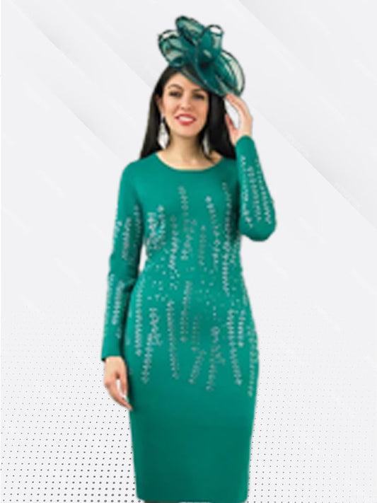 Lily & Taylor 804 - Emerald - Knit Dress