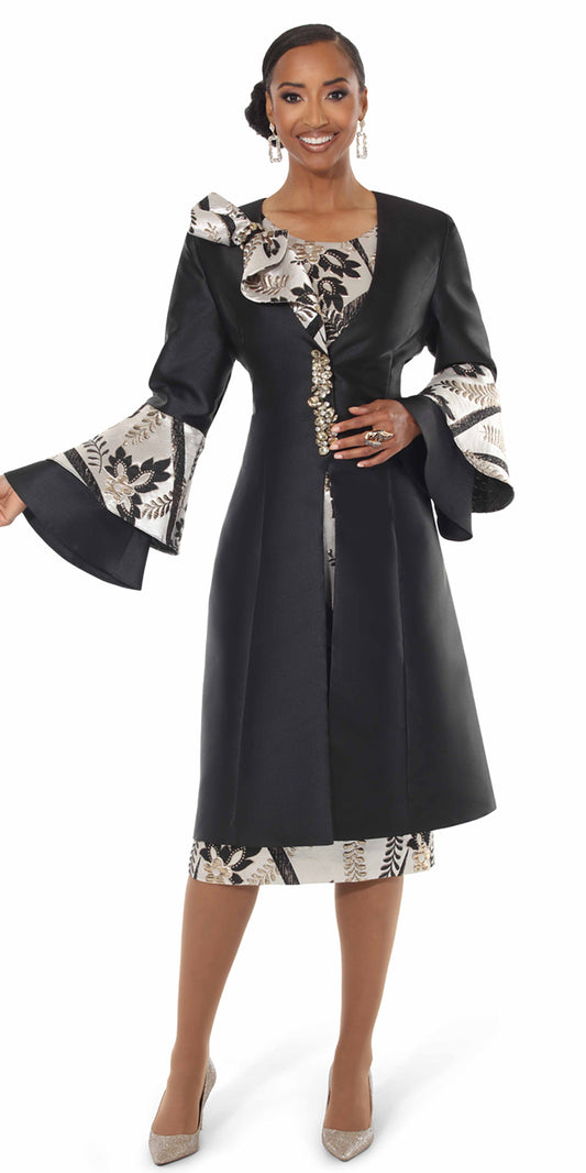 Lisa Rene 229YJ - Black Multi - 2 pc Brocade Dress and Jacket Set