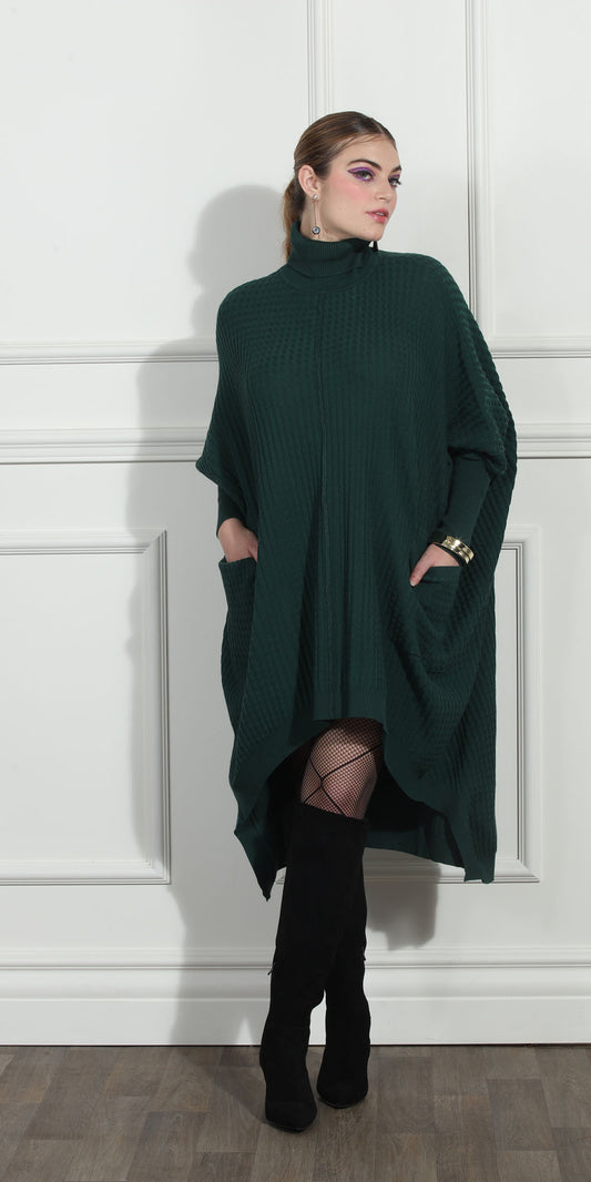Luxe Moda LM253 - Hunter Green - High-low Knit Dress