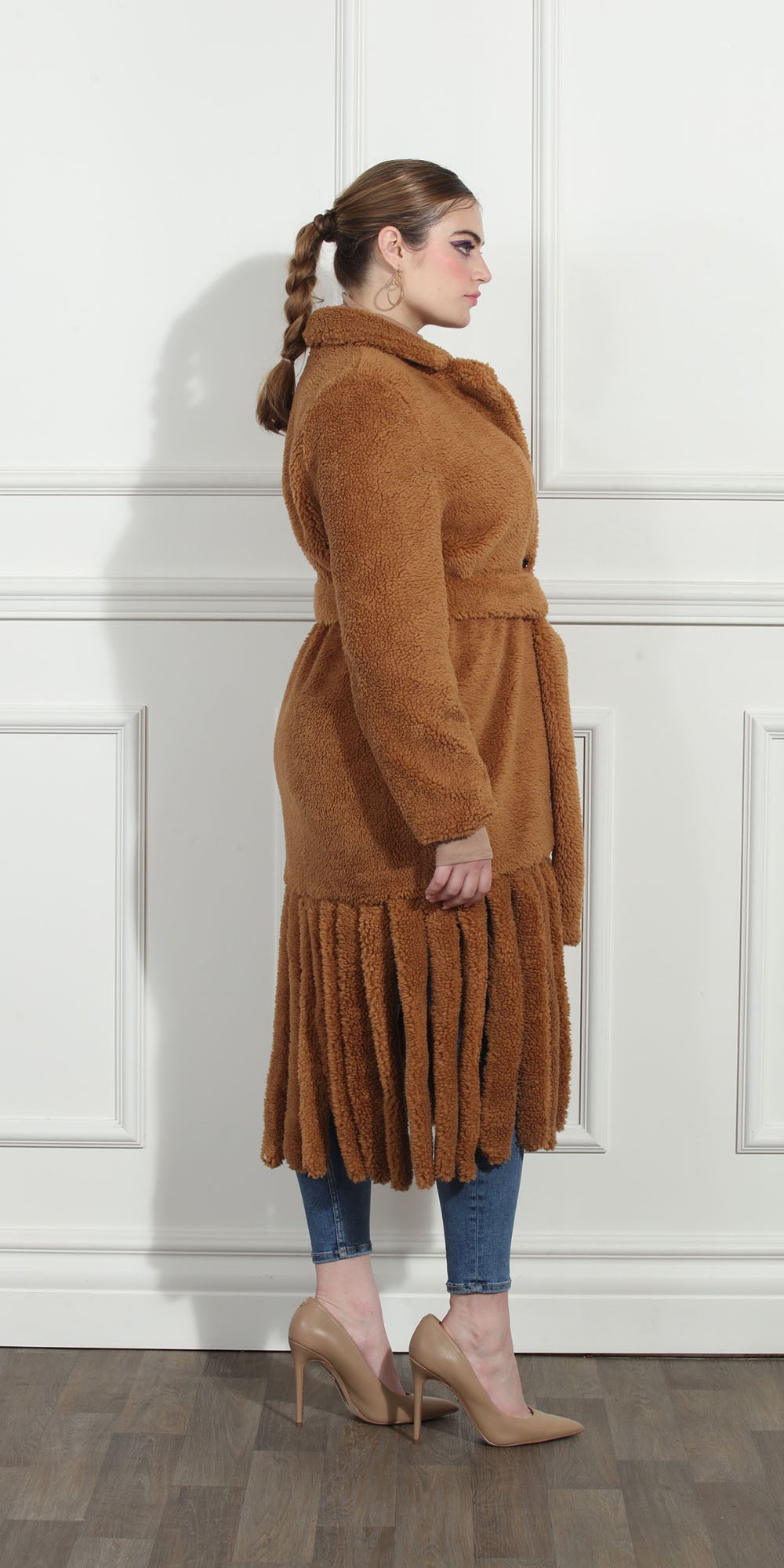 Luxe Moda LM277 - Camel - Plush Fringe Coat