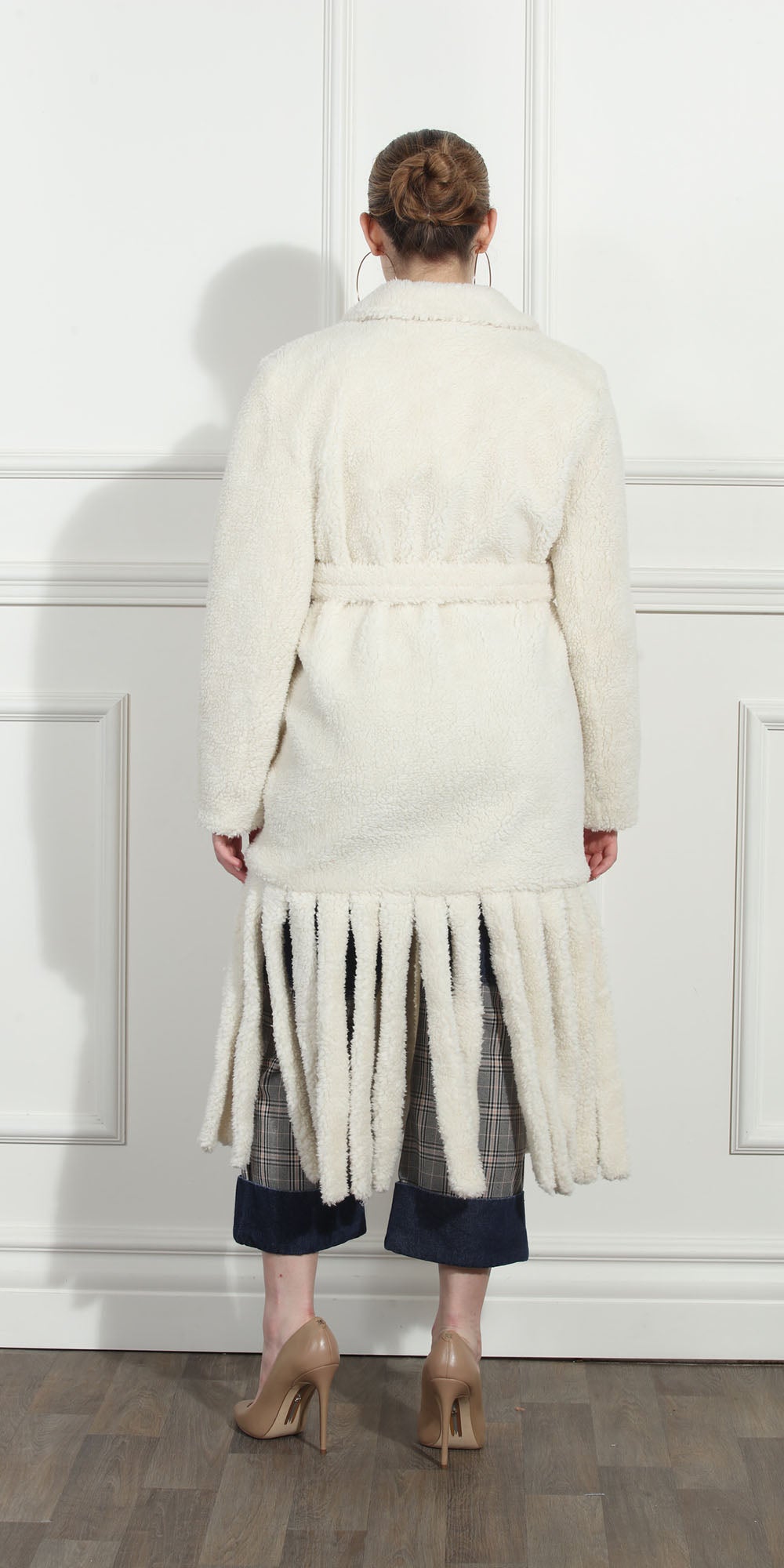 Luxe Moda LM277 - Off White - Plush Fringe Coat