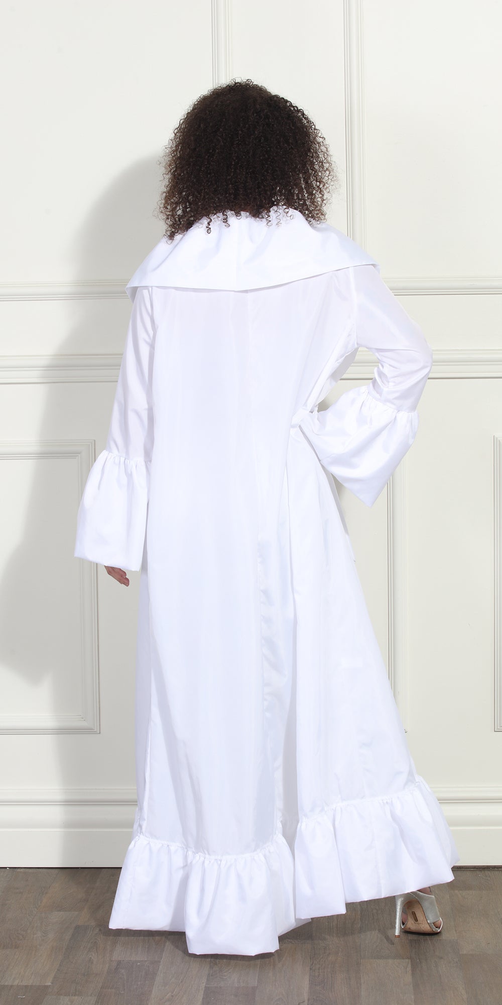 Luxe Moda LM282 - White - Ruffle Trim Duster