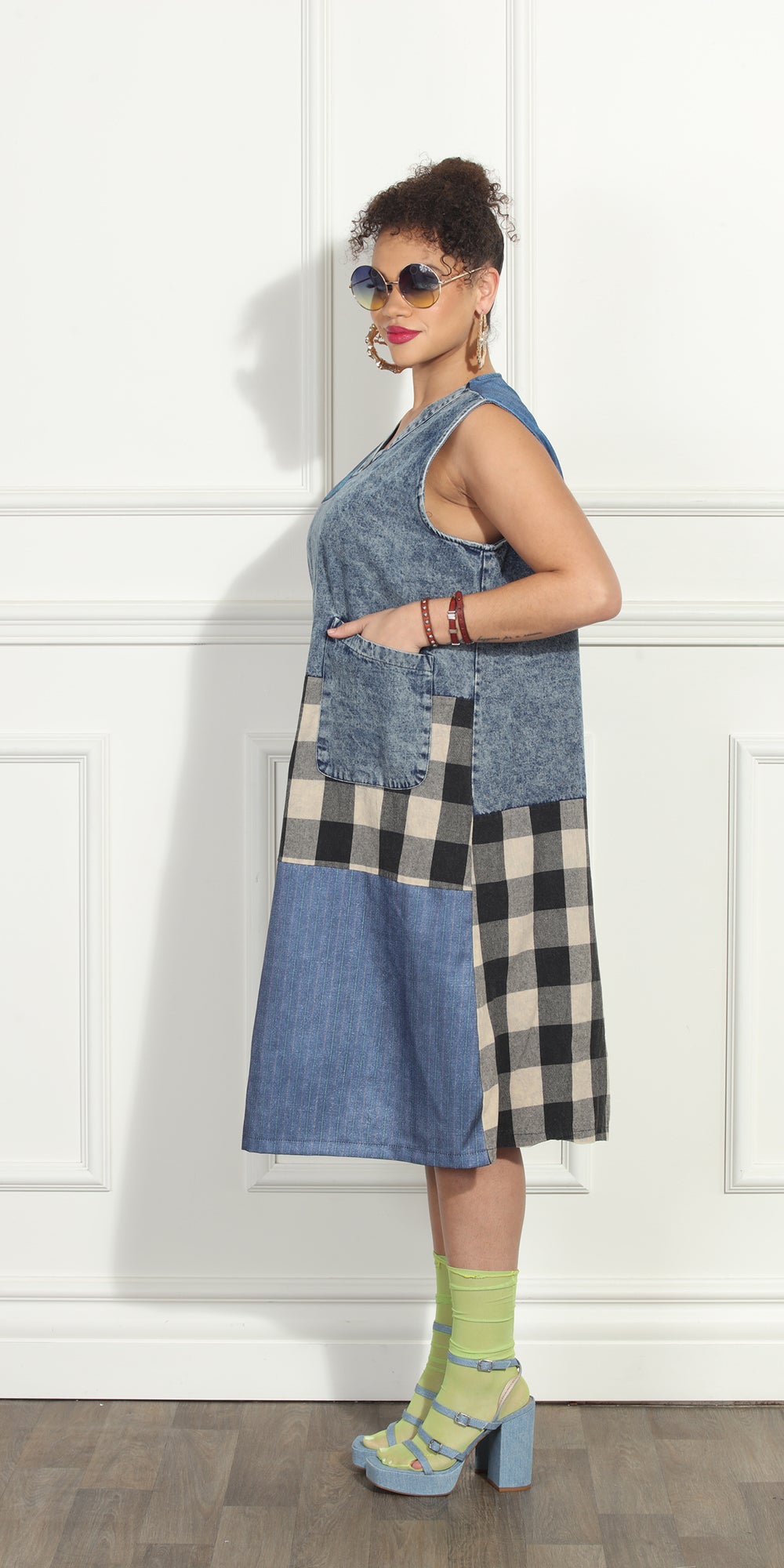 Luxe Moda LM287 - Denim - Multi Panel Dress