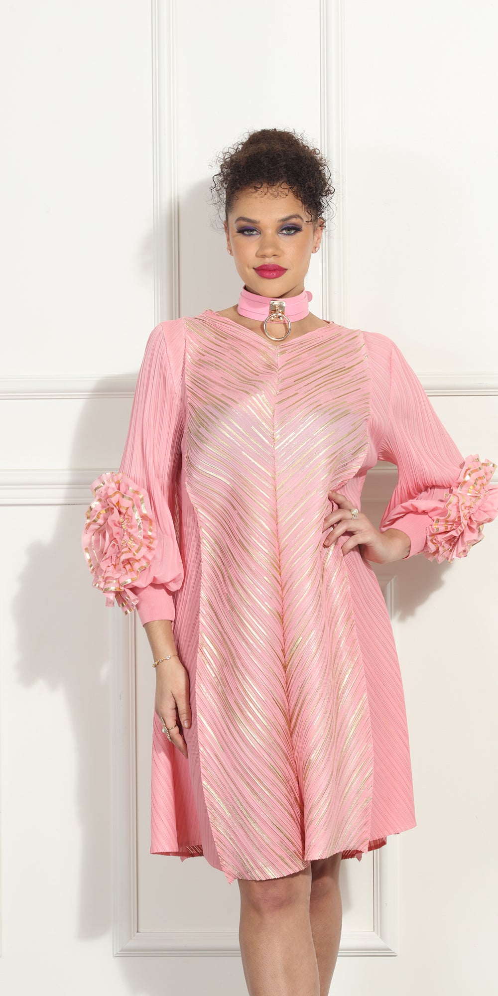 Luxe Moda LM307 - Pink - Novelty Fabric Dress