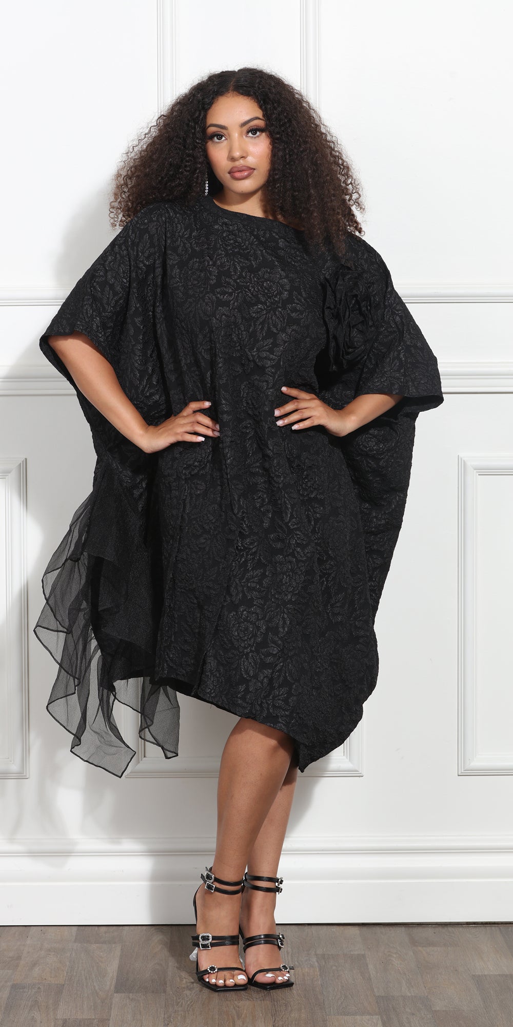 Luxe Moda LM387 - Black -  Overlay Lace Dress