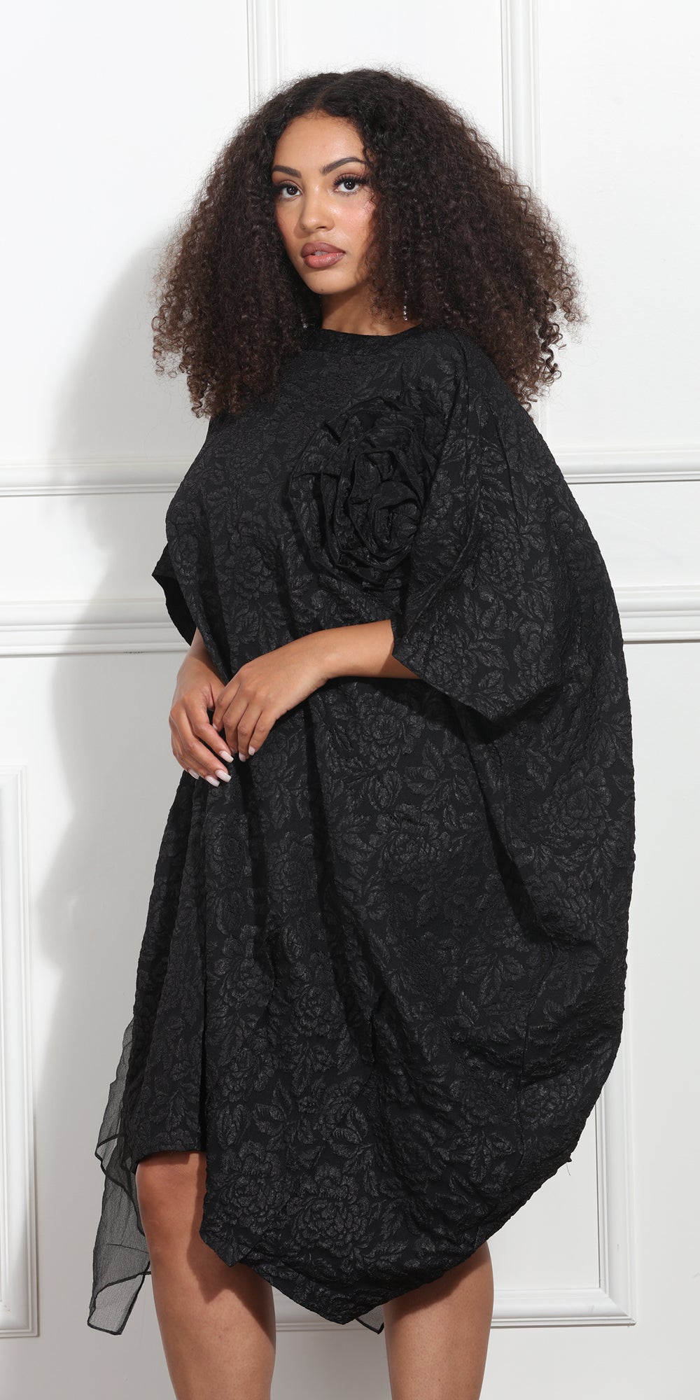 Luxe Moda LM387 - Black -  Overlay Lace Dress