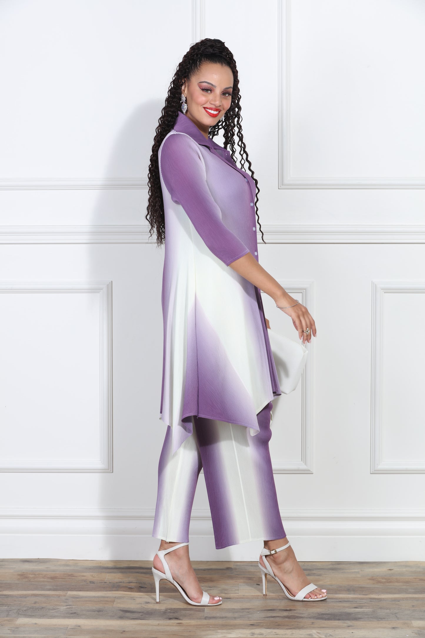 Luxe Moda LM408 - Lavender White - Ombre 2 pc Top and Pant Set