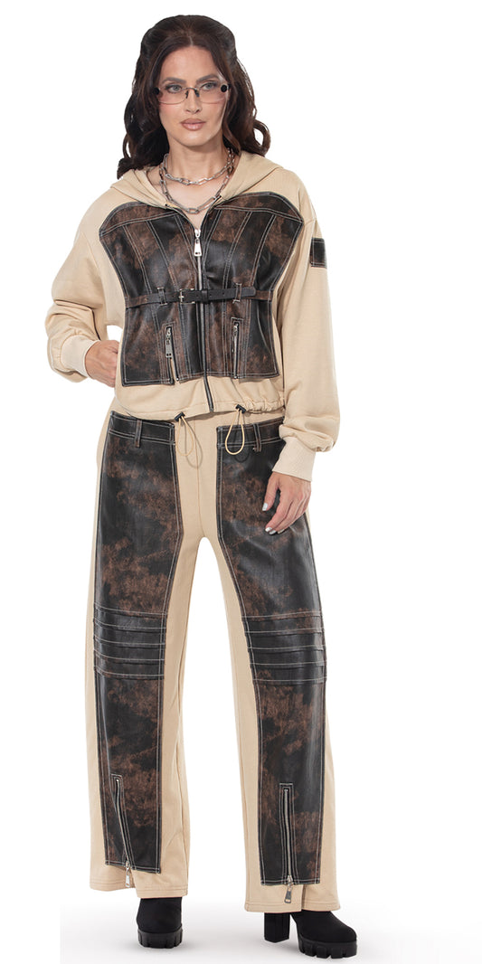 Love The Queen 17622 - Tan Brown - 2 pc Jacket and Pant Set