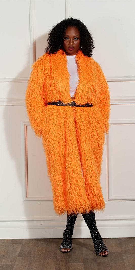 Luxe Moda LM230 - Tangerine - Shag Coat