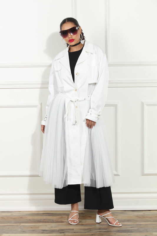 Luxe Moda LM368 - White - Mesh Coat Dress