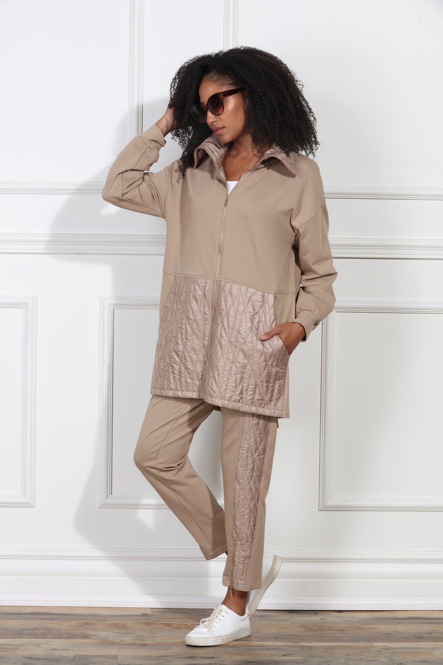 Luxe Moda LM428 - Tan - 2pc Jacket and Pant Set