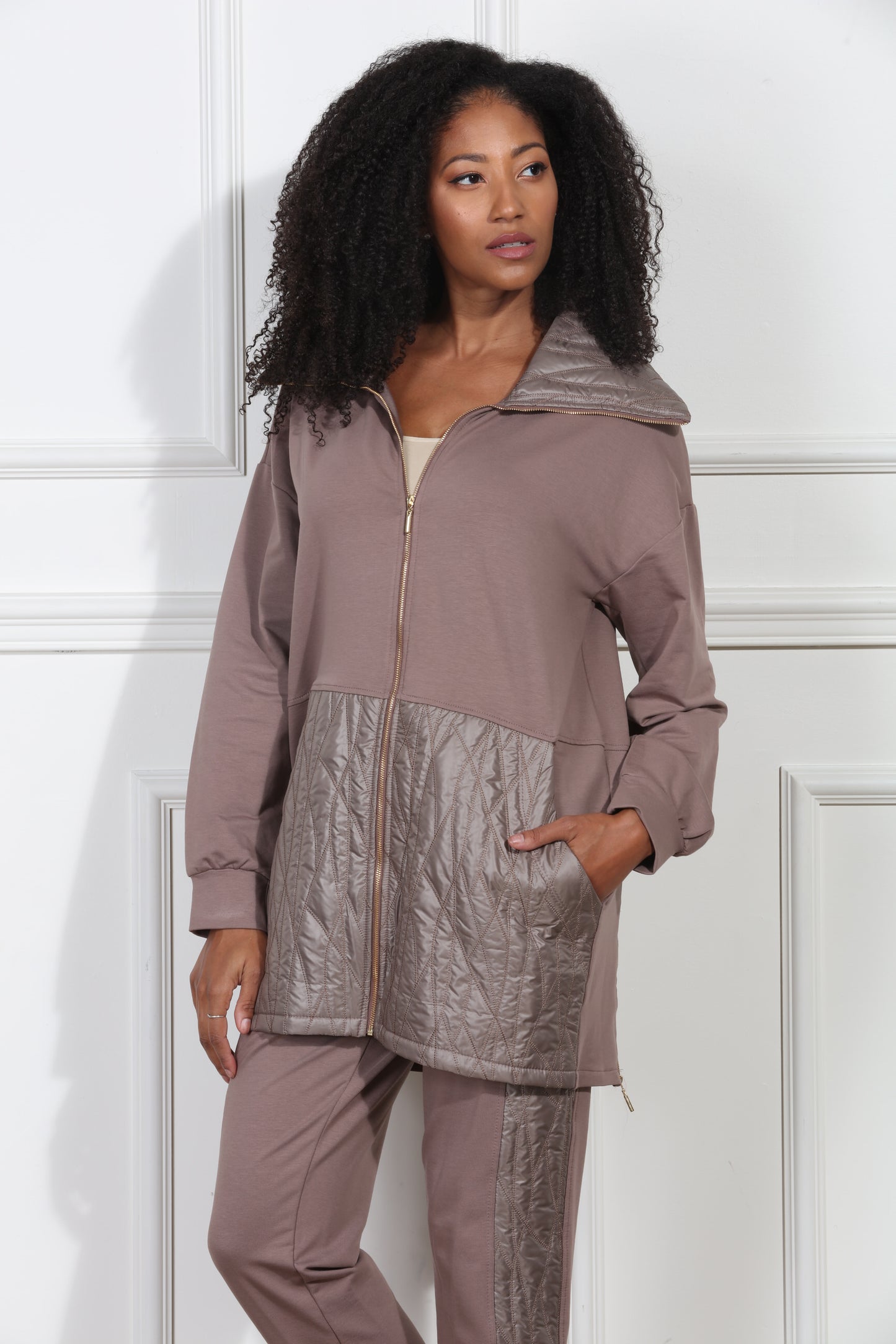 Luxe Moda Lm428 - Coffee - 2pc Jacket and Pant Set