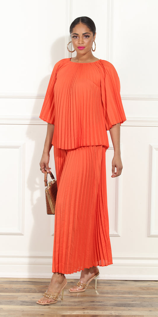Luxe Moda LM438 - Russet Orange - 2 pc Top and Pant Set