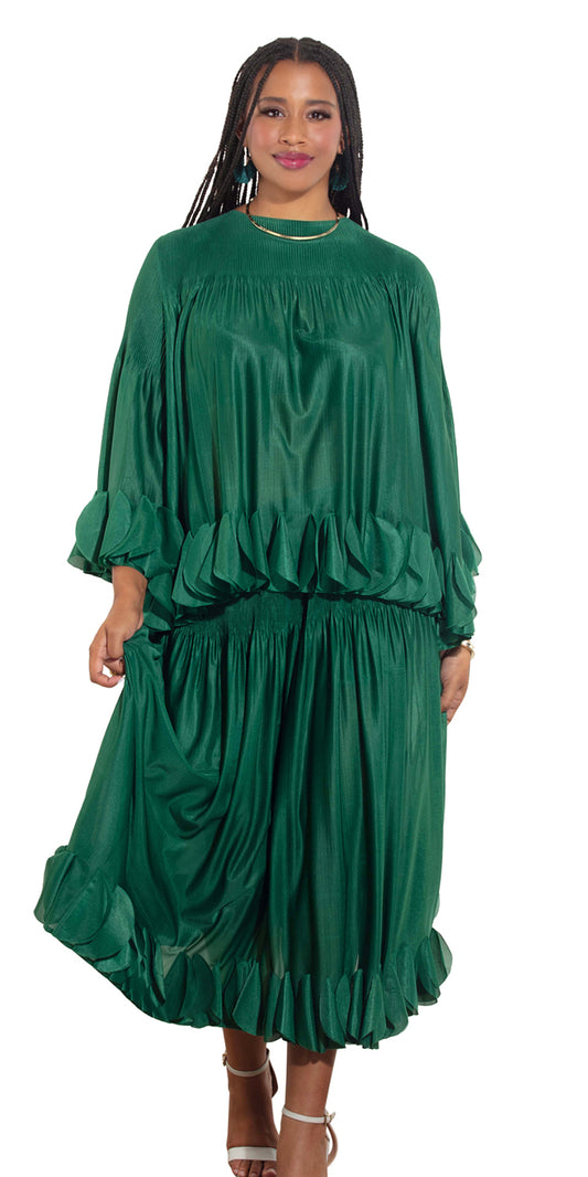 Luxe Moda LM460 - Emerald Green - 2 pc Top and Skirt Set