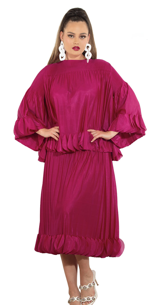 Luxe Moda LM460 - Fuchsia - 2 pc Top and Skirt Set