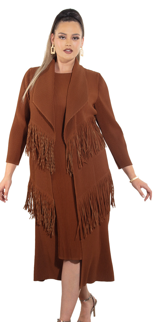 Luxe Moda LM466 - Cinnamon - 2 pc Dress and Duster Set