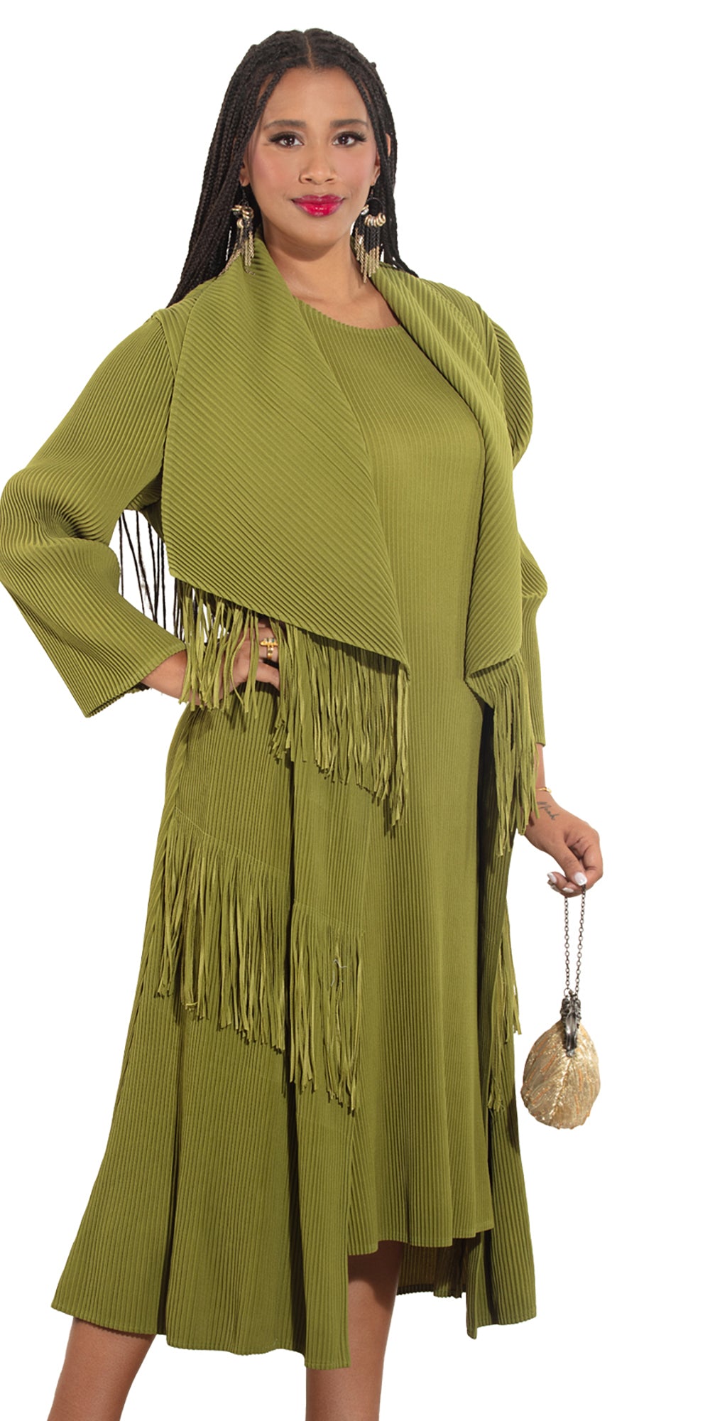 Luxe Moda LM466 - Lime - 2 pc Dress and Duster Set