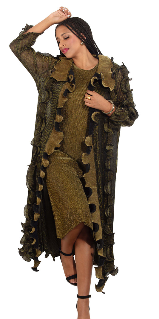 Luxe Moda LM468 - Gold - 2 pc Dress and Duster Set