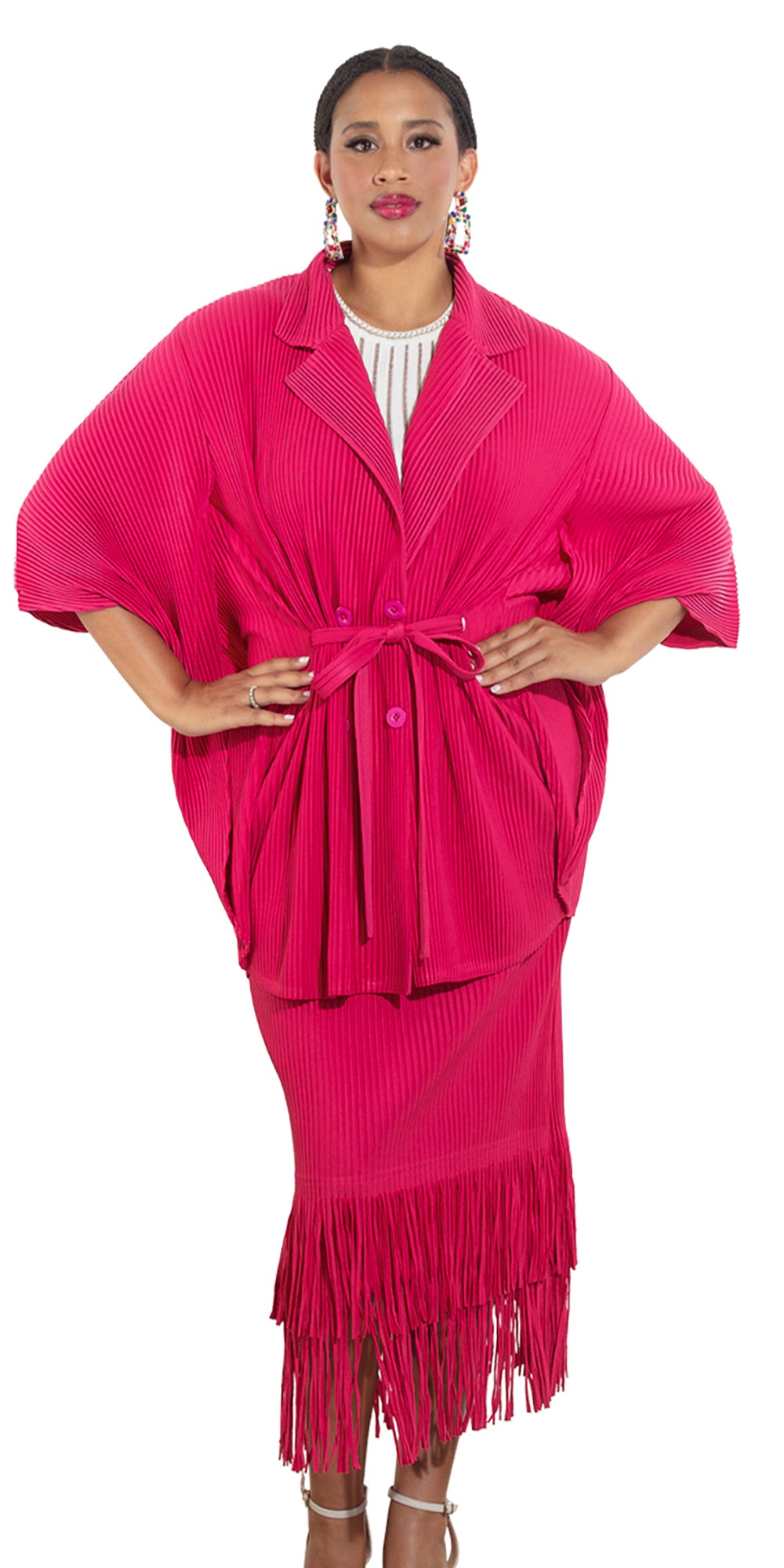 Luxe Moda LM482 - Fuchsia - 2 pc Jacket and Skirt Set