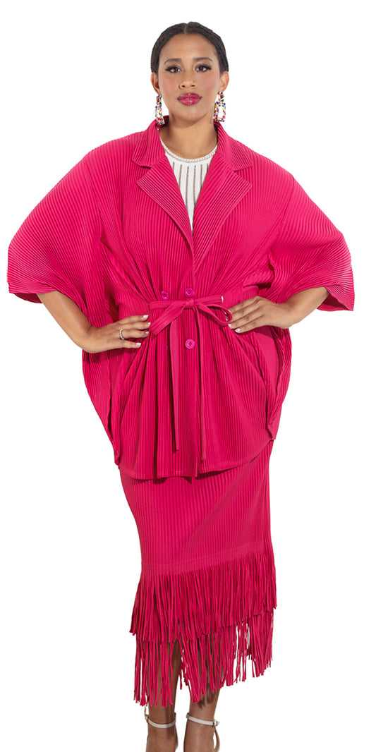 Luxe Moda LM482 - Fuchsia - 2 pc Jacket and Skirt Set