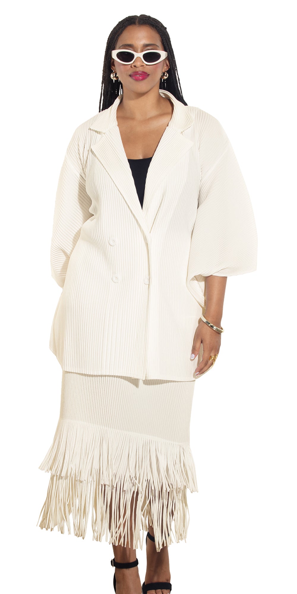 Luxe Moda LM482 - Off White - 2 pc Jacket and Skirt Set