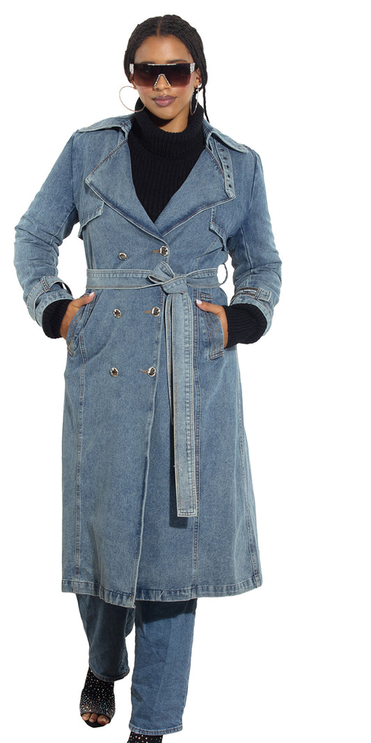 Luxe Moda LM486 - Blue - Coat Duster