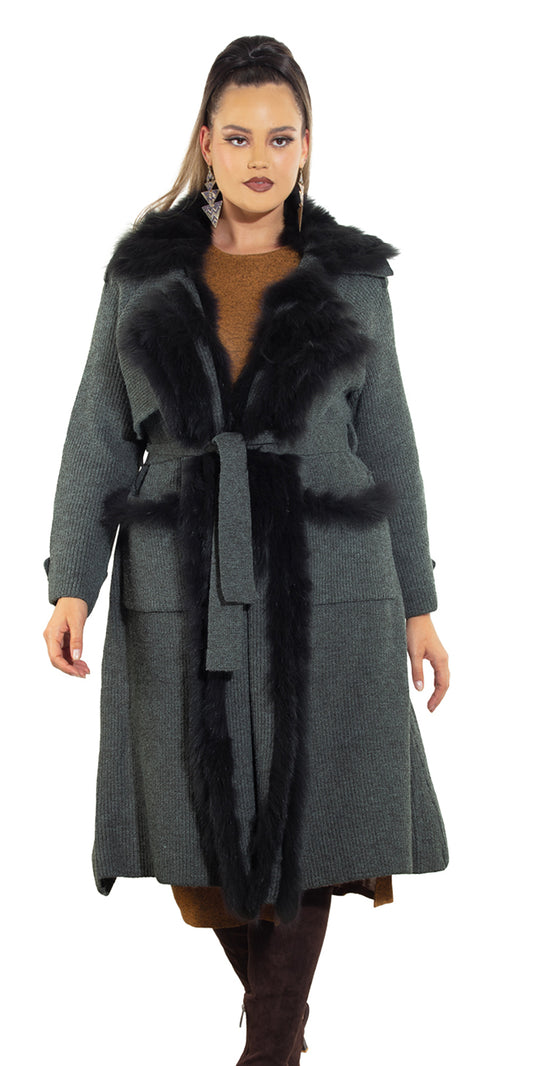 Luxe Moda LM490 - Charcoal - Coat Duster