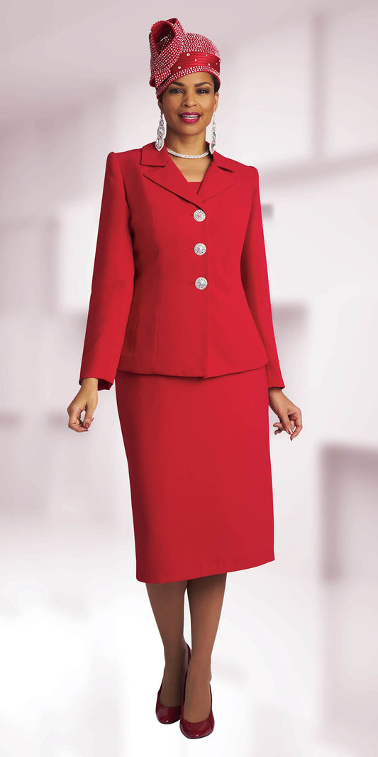 Lily and Taylor 3895 - Red - 2 PC French Crepe Suit