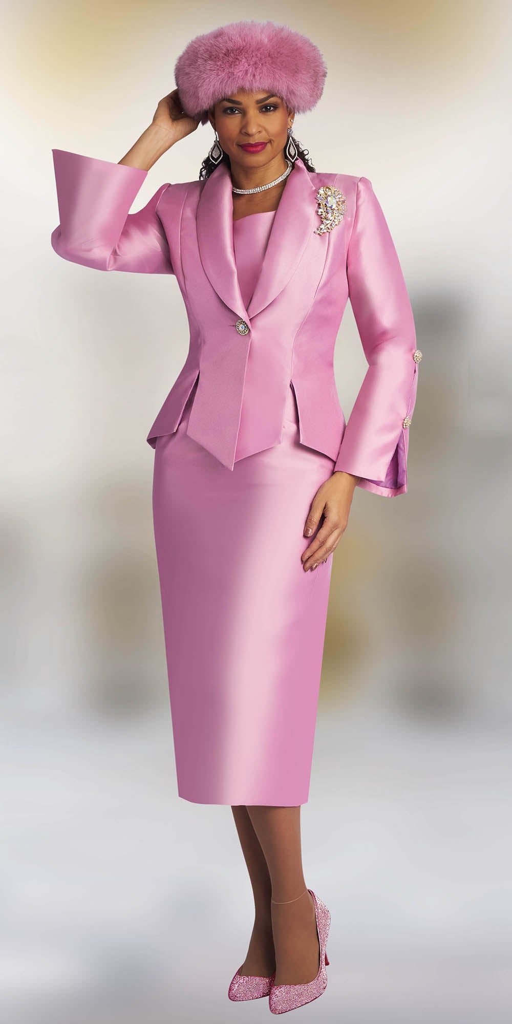 Lily and Taylor 4343 - Rose - 3 Piece Silky Twill Church Suit ...