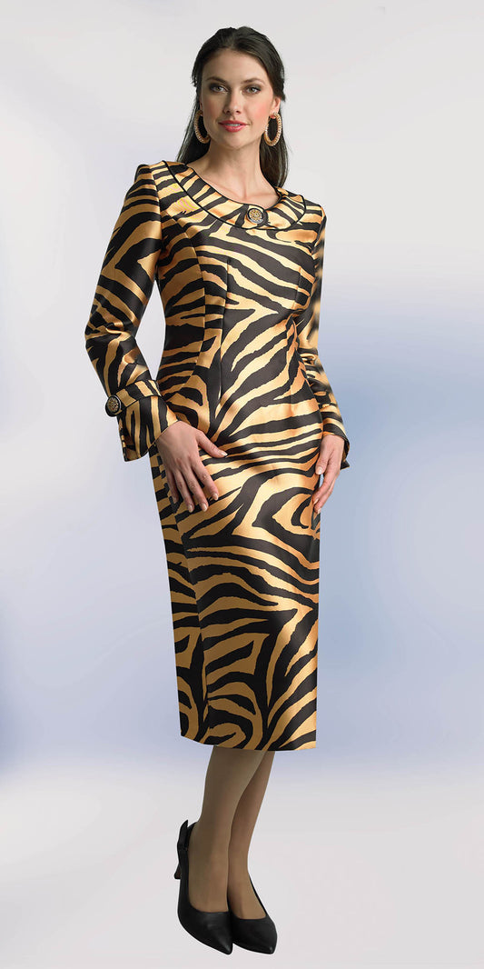 Lily and Taylor 4712 - Gold Multi - 1PC Silky Twill Dress