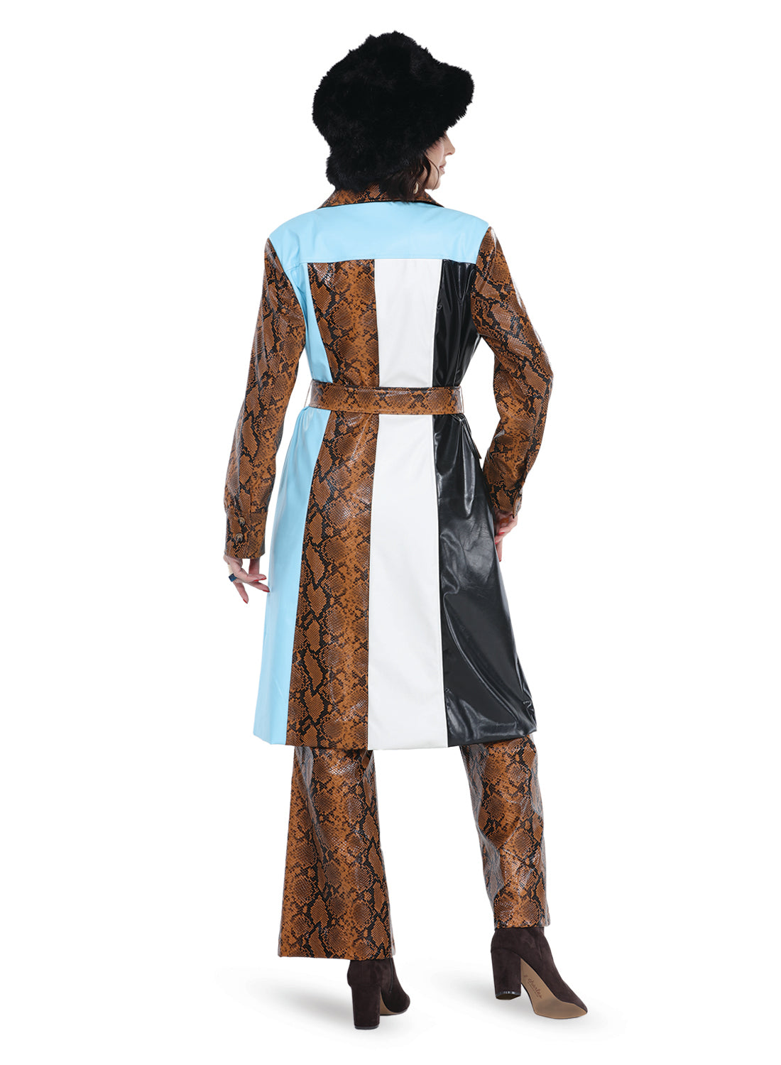 Love The Queen 17580 - Multi - Novelty Faux Leather Snake 2 pc Pant Suit with Belt