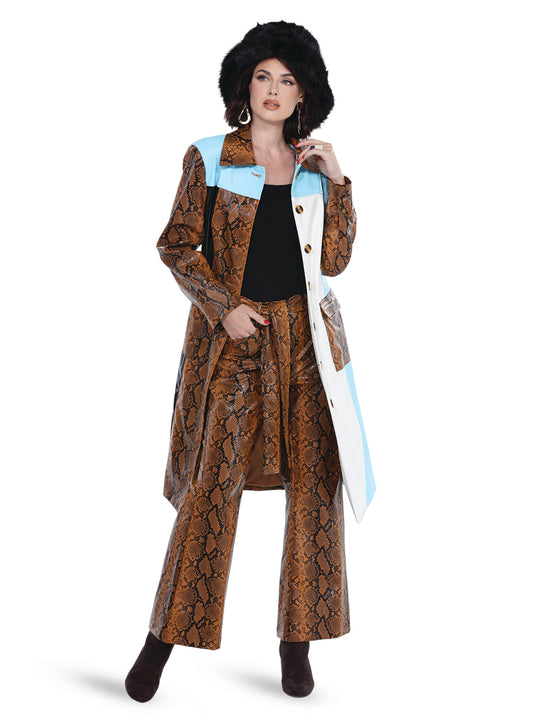 Love The Queen 17580 - Multi - Novelty Faux Leather Snake 2 pc Pant Suit with Belt