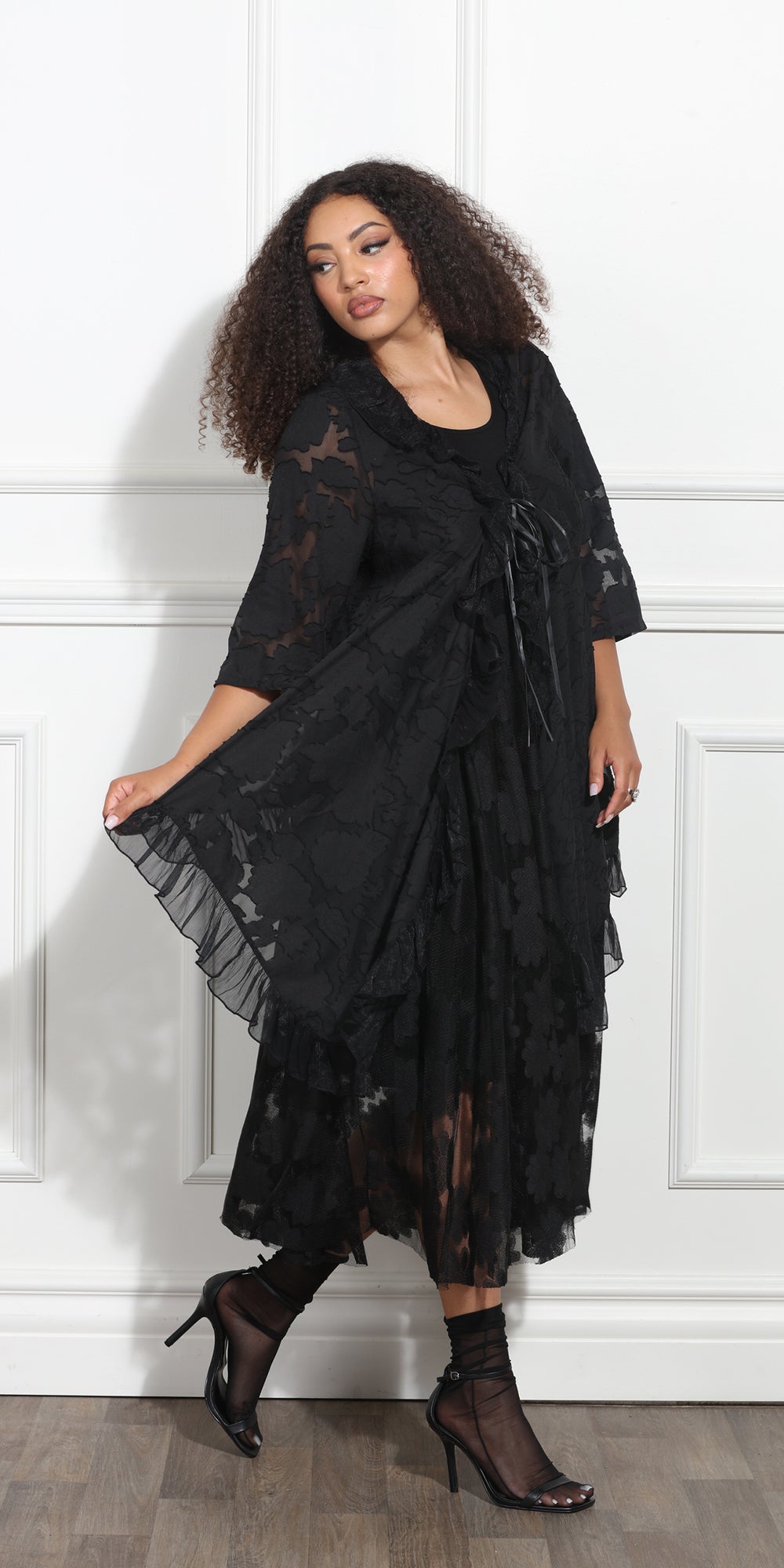 Luxe Moda LM358 - Black - Lace Dress and Jacket