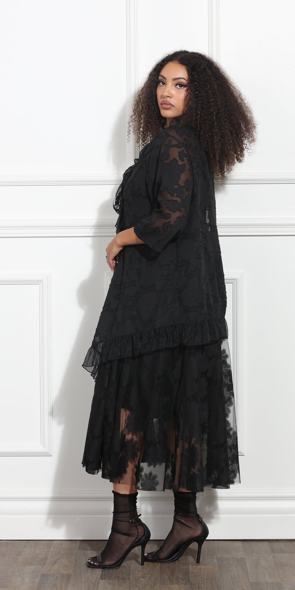 Luxe Moda LM358 - Black - Lace Dress and Jacket